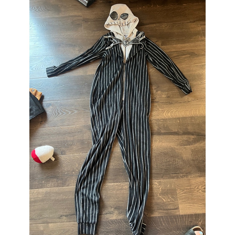 Disney Nightmare Before Christmas Jack Skellington Union Suit XS Pinstripe Hood